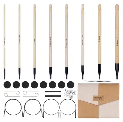 Afghan-Häkelnadel-Set aus Bambus, 8 Stück (3,5–8 mm)