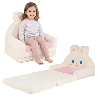 Image de COSTWAY, canapé 2 en 1 pour enfants, convertible en fauteuil, canapé-lit, lit pliant pour enfants avec housse amovible, pour garçons et filles de 18 à 36 mois