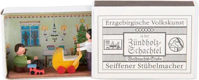 Produktbild von Zündholzschachtel Weihnachtsstube (3,8cm) von Seiffener Stübelmacher