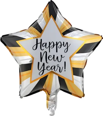 Immagine prodotto di Palloncino in foil Stella di Buon Anno 45 cm, nero oro