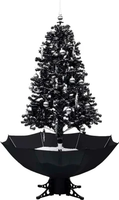 Image de vidaXL Sapin de Noël à neige avec pied de parasol noir 170 cm PVC