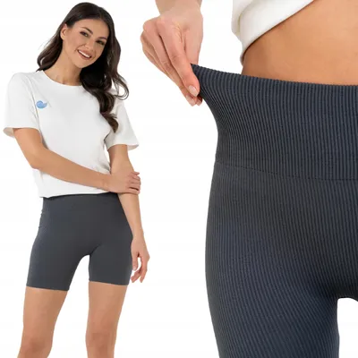 Produktbild von Damen-Radleggings, gerippt, nahtlos, hoher Bund, MORAJ, Größe S/M, Graphit