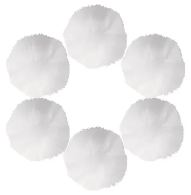6 weiße Kunstfell-Pompons mit Band, 6 cm