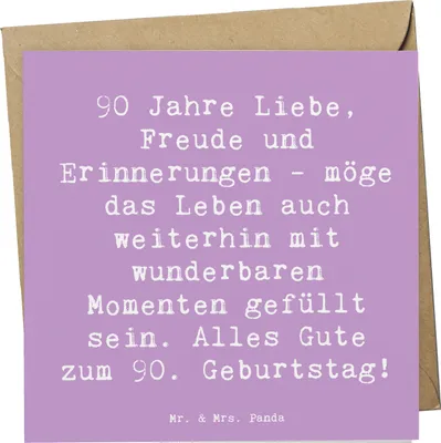 Produktbild von Mr. & Mrs. Panda Grußkarte Spruch 90. Geburtstag - Lavendeltraum - Geschenk, faltkarte, Glückwunschkarte, Geburtstagsgeschenk, Happy Birthday, Glückwunsch, 90 Jahre