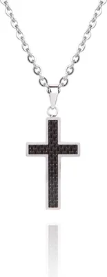 Produktbild von Karisma Edelstahl Kettenanhänger Kreuz Kohlenstoffstahl mattpoliert mit Edelstahlkette - 55.0 Zentimeter
