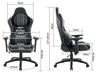 Obrázek produktu pro Herní židle – Ergonomická herní židle s podnožkou a černým potahem