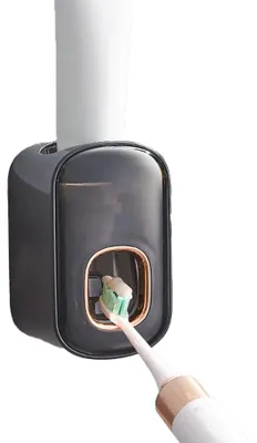 Produktbild von Zahnpastaspender zur Wandmontage für das Badezimmer, automatischer Zahnpasta-Quetscher, schwarz