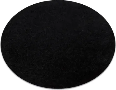 Produktbild von Teppich BUENOS Kreis 6649 shaggy schlicht, einfarbig schwarz Schwarz rund 120 cm