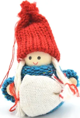 Image de Poupée décorative avec un sac – Fille en bleu – 7,5 cm