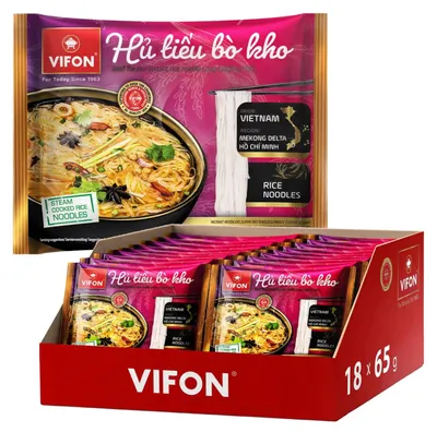 Produktbild von VIFON Hu Tieu Bo Kho Instant Reisnudel Suppe 18x 65g - Rindfleischgeschmack