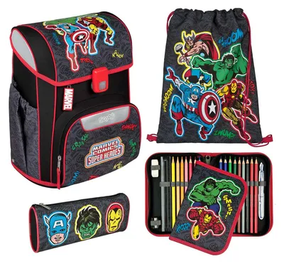 Produktbild von Scooli EasyStart Schulranzen-Set 5-teilig Avengers schwarz