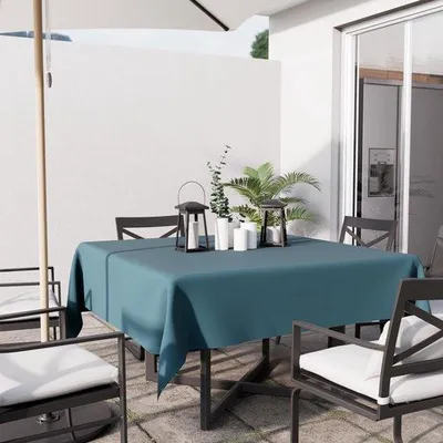 Obrázek produktu pro Ibenzoa® ubrus, 140 x 140 cm – světle modrá, 100% polyester, protiskluzová struktura, lze prát v pračce do 40 °C, vhodný na stoly a nábytek
