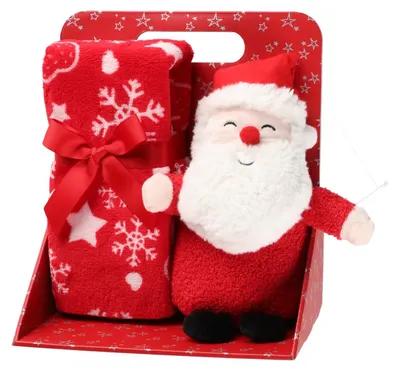 Immagine prodotto di Coperta con cappuccio a forma di Babbo Natale, dimensioni 15 x 26 x 28 cm