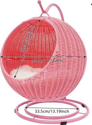 Imagen del producto de Cama para gato, diseño tejido a mano, cojín desmontable, color rosa