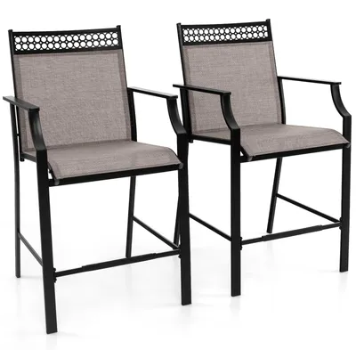 Image de Chaises de jardin – Chaises d'extérieur hautes – Chaises de terrasse avec repose-pieds – Tissu à séchage rapide – Lot de 2