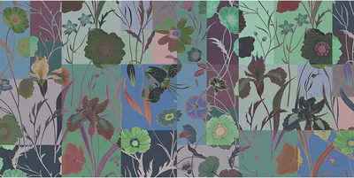 Produktbild von Tadessi Fototapete | Blumen | 5.00 m x 2.50 m | Grün | Blau | Wandbild | Digitaldruck