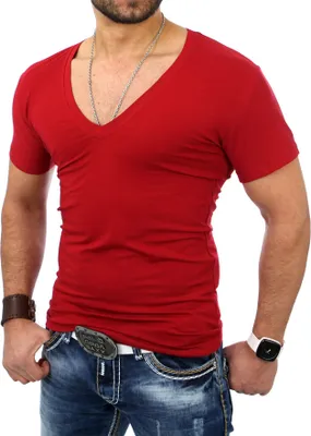 Produktbild von Reslad Herren V-Neck T-Shirt RS-5052 Bordeauxe M