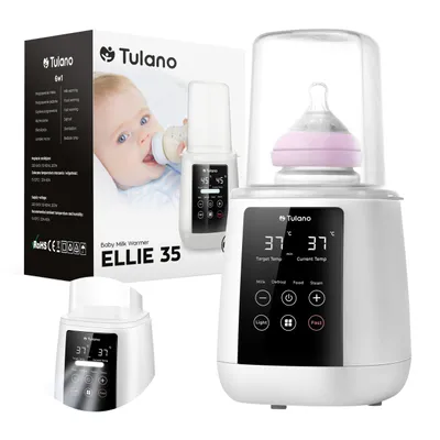 Produktbild von Tulano Ellie 35 Fläschchenwärmer 6in1: Milcherwärmung, Lebensmittelerwärmung, Schnellaufheizung, Auftauen, Sterilisieren, Nachtlicht, Weiß