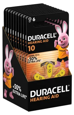 Produktbild von DURACELL Hörgerätebatterien Typ 10 (60 Stück) 1.45V, PR70