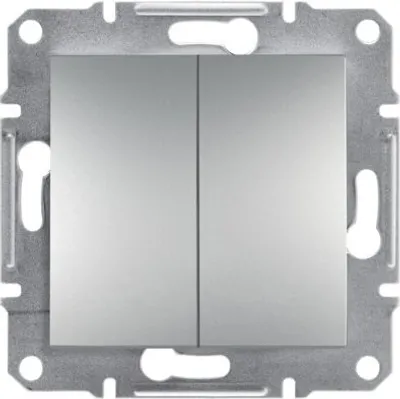 Produktbild von Doppelschalter Kein Rahmen, Aluminium Schneider Asfora EPH1100161