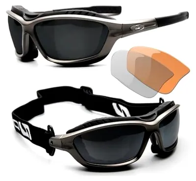 Produktbild von Sportbrille mit Band und Windschutz für Brillenträger