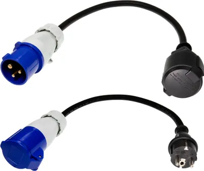 Produktbild von feletec 2x CEE Adapter CEE-Stecker auf Schuko-Kupplung Schuko-Stecker auf CEE-Steckdose 230V 16A für Camping & Wohnmobil