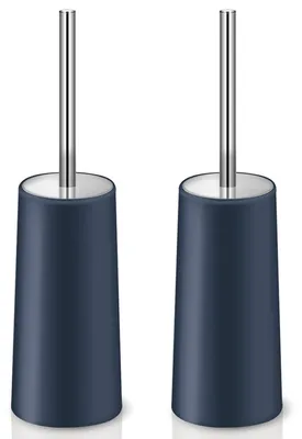 Image de Set de 2 : brosse WC et support, en acier inoxydable 304, de couleur bleue, pour salle de bain