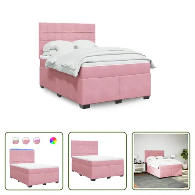 Produktbild von The Living Store Boxspringbett mit Matratze Rosa 140x190 cm Samt