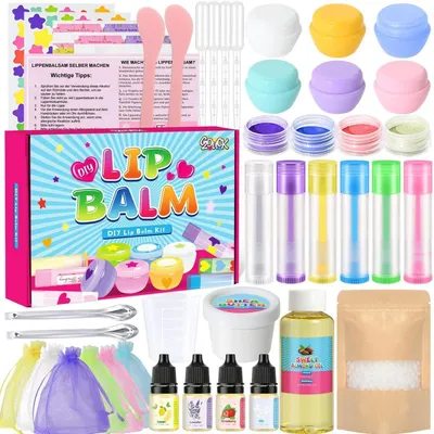 Image de Kit de fabrication de gloss à lèvres, idéal pour adultes et enfants | Hydratant | Kit de création de cosmétiques "fait maison" | Cadeau créatif