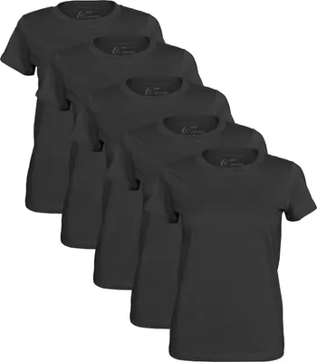 Produktbild von Cotton Prime® 5 Stück Damen T-Shirt O-Neck - Tee L schwarz