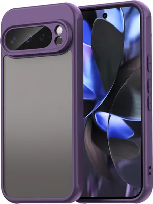 Obrázek produktu pro Pouzdro pro Google Pixel 9 Pro, průsvitná matná zadní strana s ochranou fotoaparátu, nárazuvzdorné ochranné pouzdro Fialová