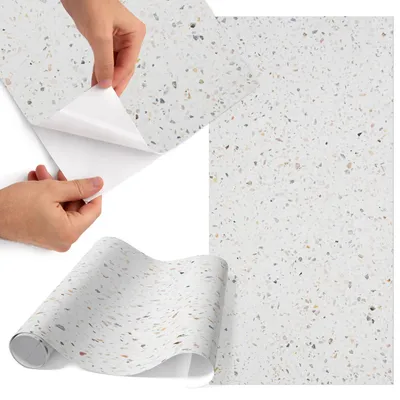 Zdjęcie produktu dla Folia do mebli 50 x 100 cm – folia samoprzylepna do mebli – folia samoprzylepna – folia do mebli – folia do mebli kuchennych – folia samoprzylepna do kuchni – folia do szafek – wodoodporna – zmywalna – samoprzylepna – bez pęcherzyków powietrza – usuwalna bez pozostawiania śladów – wzór terrazzo