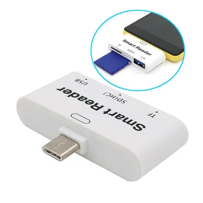 Produktbild von C27 USB-C Kartenleser OTG – SD & Micro SD (TF) + USB 3.0 Adapter, High Speed Speicherleser für Smartphone, Tablet & Laptop