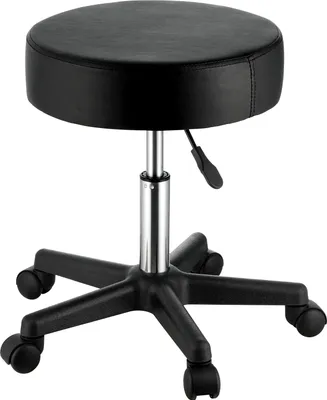 Obrázek produktu pro SucceBuy otočná židle s kolečky, nosnost 180 kg, výškově nastavitelná otočná židle s ultra silným polštářem, pro salón, bar, domácnost, kancelář, tetování, lékaře, masáže, černá barva
