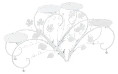 Image de Support métallique pour plantes - Étagère à fleurs - Forme de cœur - 4 niveaux - Pour intérieur et extérieur - 45x21x42,5 cm - Blanc