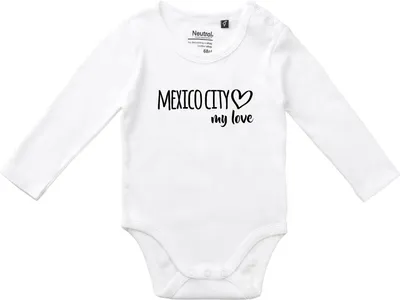Produktbild von Huuraa Baby Body Mexico City my love 80 White  Baumwolle Fairtrade Langarmbody Geschenkidee