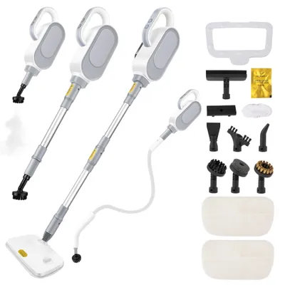 Immagine prodotto di Pulitore a vapore e spazzola a vapore - Pulitore per pavimenti portatile - Potenza alta temperatura 1400–1600W - Vapore per 20–25 minuti - Spina EU a 220V - Bianco