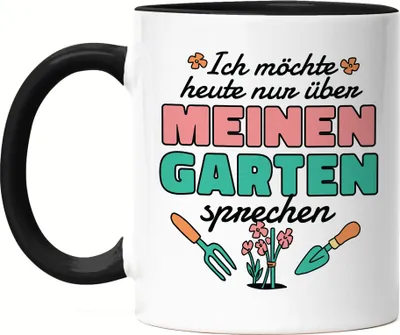 Produktbild von Möchte Nur Über Garten Sprechen Heute Tasse Schwarz Hobby-Gärtner Pflanzen Garten Blumen Geschenkidee