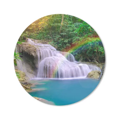 Produktbild von MuchoWow® Mauspad Mousepad Regenbogen - Sonne - Wasserfall - Natur 40x40 cm - Mousepads - Maus Mat - Pad - Mausunterlage - Schreibtisch Accessoires