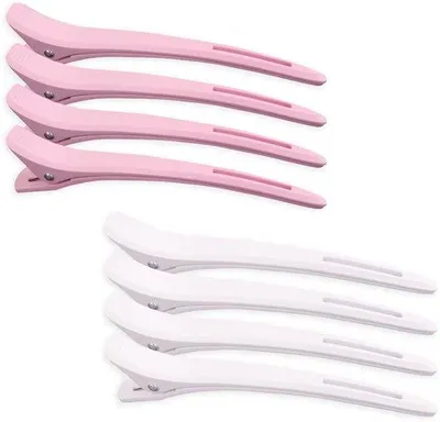 Produktbild von Haarknipclips 8-teilig, scheidings- und Positionierungsclips, für Friseure, Frauen und Männer (weiß, rosa)