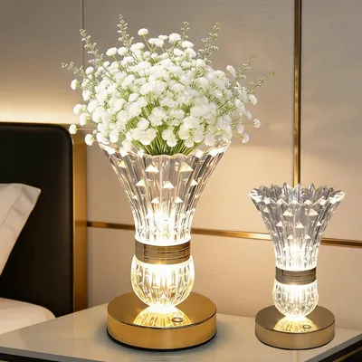 Produktbild von LED Kristall Tischlampe Nachttisch Kristalllampe USB-Aufladbar Schreibtischlampe