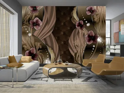 Zdjęcie produktu dla Fototapeta flizelinowa 350x256 cm fototapeta XXL ozdobne kwiaty brązowy f-A-0087-a-d