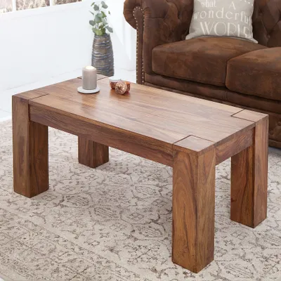 Image de riess-ambiente Table basse en bois massif MAKASSAR 100cm brun Sheesham stone finish veinure unique