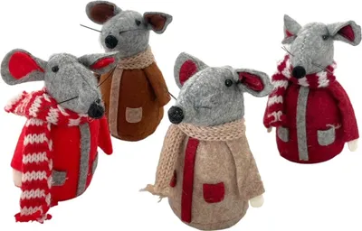 Produktbild von Stoffmaus, Weihnachts-Mäuse 4er Set. Weihnachtsdekoration Winterdeko