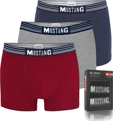 Produktbild von Mustang 3er Pack - Herren Boxershorts aus Baumwolle, Unterhosen für Männer, S