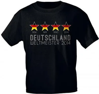 Produktbild von KINDER-T-Shirt mit Print - Deutschland 4 Sterne Weltmeister 2014 - 12752 schwarz - Gr. 98-164 Größe - 152/164