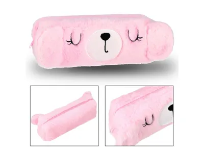 Obrázok produktu pre Ružový plyšový peračník pre dievčatá, na zips 23x8x5 cm