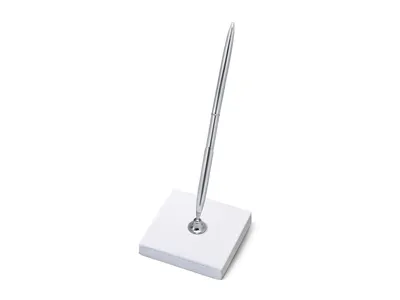Obrázek produktu pro Držák na pera s birosem 8x8x16cm bílý / stříbrný