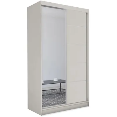 Produktbild von Schwebetürenschrank MARIKA II 120 cm – Kleiderschrank mit Schubladen, Spiegel & Schiebetüren (Kaschmir)