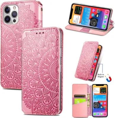 Zdjęcie produktu dla Etui König Design kompatybilne z etui na telefon Apple iPhone 12 / 12 Pro ze skóry syntetycznej - Etui na telefon różowe